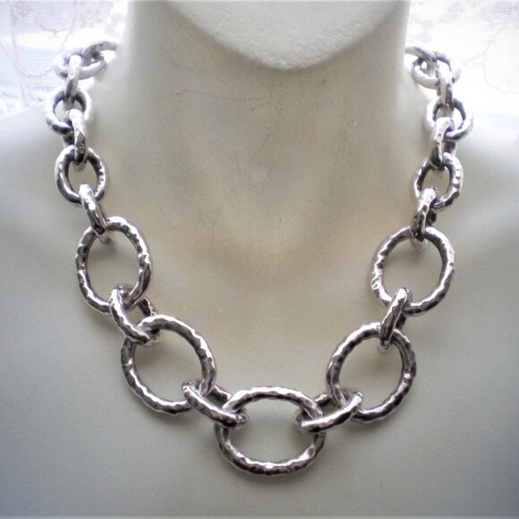 Designer IPPOLITA Sterling Silver 925 Hammered Graduated Bastille Necklace Chain
